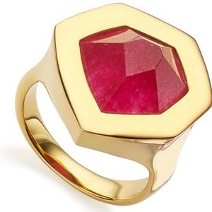 Monica Vinader Petra Pink Stone Ring Size 4.5